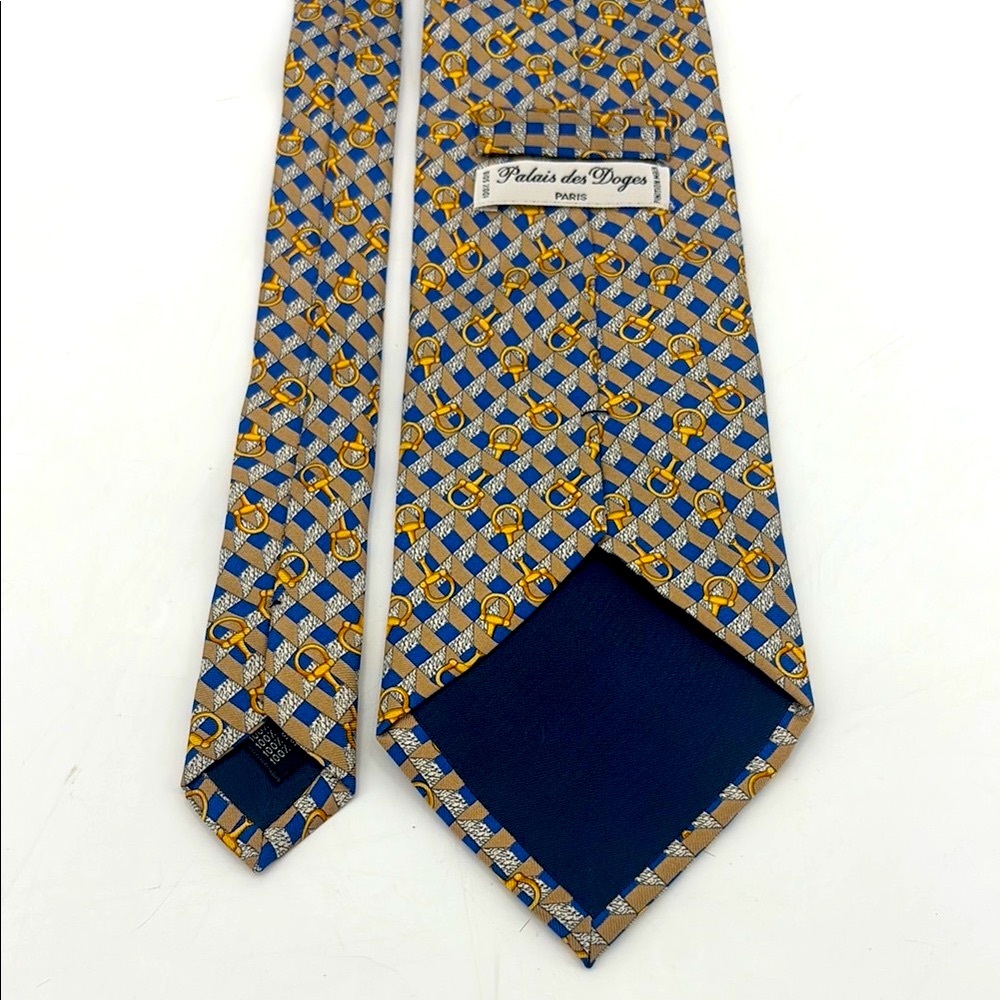 Vintage Palais Des Doges Paris Silk Artisan Handmade Equestrian Horse Bit Tie View 4